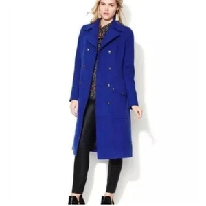 Chaqueta Abrigo de Invierno Free People Azul Real Doble Pecho Estilo Militar Talla 4 - Imagen 1 de 16
