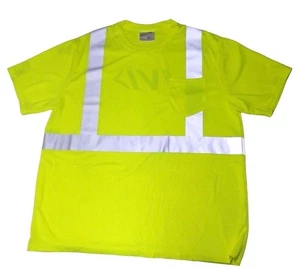 Cornerstone ANSI Reflective Safety Dri Fit Mens Large Tee Short Sleeve Yellow - Picture 1 of 5