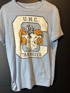 UNC TAR HEELS COLLEGE VAULT MITCHELL NESS SOFT DISTRESSED T SHIRT LOGO AOG - Picture 1 of 9