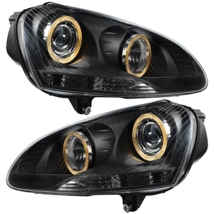 Scheinwerfersatz für VW Golf V 5 Typ 1K Bj. 03-08 Angel Eyes klar/schwarz H7+H7 - Bild 1 von 5