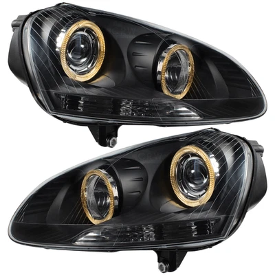 Scheinwerfersatz für VW Golf V 5 Typ 1K Bj. 03-08 Angel Eyes klar/schwarz H7+H7 - Bild 1 von 4