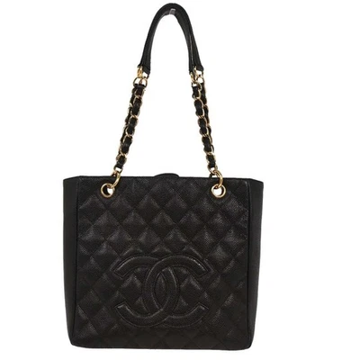 Chanel Black Calfskin Petite Shopping Tote PST Chain Handbag 126232 - Image 1 of 4