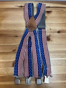 American Flag Red White Blue Stars Stripes Suspenders McGuire Nicholas Workwear - Picture 1 of 5