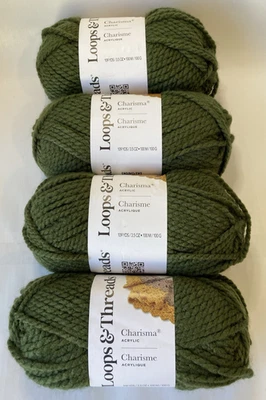 Lot of 4-Loops & Threads-Charisma-Acrylic Yarn-5 Bulky-Forest-Same Dye Lot-#2137 - Image 1 of 4