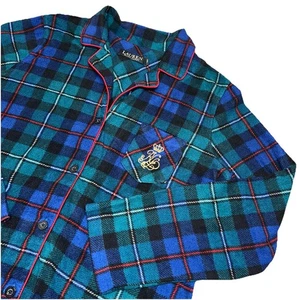 Lauren Ralph Lauren Plaid Tartan Flannel Button Up Pyjama Top Monogram Women’s M - Bild 1 von 11