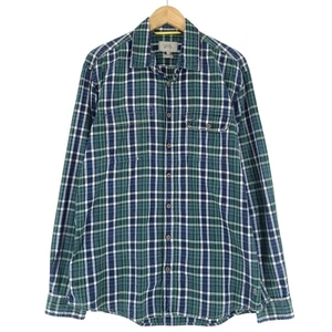 Camel Active Men Shirt Green Plaid Flannel Cotton Up9 Size L - Picture 1 of 8