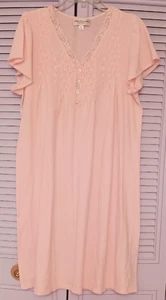 Miss Elaine Flügelärmel hellrosa Baumwollmischung Strick kurz Nachthemd Negligee 1X - Bild 1 von 3
