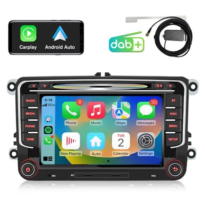 DAB+ CarPlay Linux Car Stereo DVD GPS for VW Touran Tiguan Golf 5 6 Passat SWC BT - Image 1 of 4