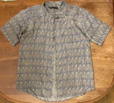 De Colección Colore Italia Para Hombres Mediano Multicolor Geométrico Abotonado 100% Seda Años 90 Foto 1 de 4