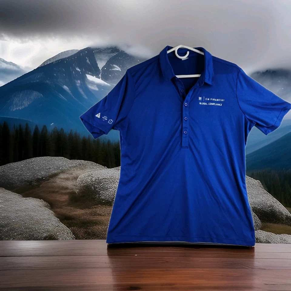 Camisa polo azul con logotipo bordado de GM Financial para mujer XL Foto 1 de 4