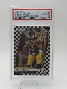 2024 Panini Prizm Russell Wilson Black & White Checkerboard #240 Steelers PSA 10 - Picture 1 of 2
