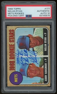1968 Nolan Ryan Firmado Topps Triple Inscripción Mets Novato #177 RC PSA Automático 10 Foto 1 de 2