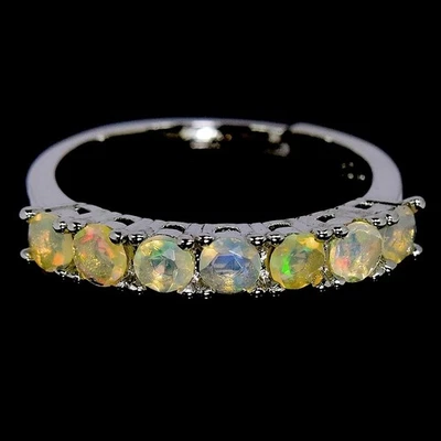 ANILLO NATURAL AAA ARCO IRIS ÓPALO REDONDO PLATA ESTERLINA 925 TALLA 6.5-7.25 Foto 1 de 4