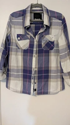 Bench Damen Bluse Gr. M = Gr. 38 blau-weiß kariert 3/4 Arm Brusttaschen - Bild 1 von 3