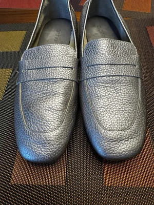 Arche Matana Silver Textured Leather Penny Loafers Size 39 Euro 8 US - Image 1 of 4