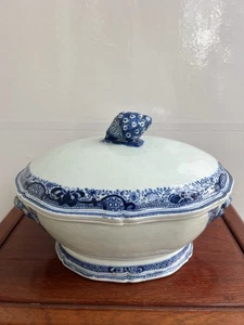 Antique 18th Century Chinese Blue and White Porcelain Tureen 27.5cm - Picture 1 of 24