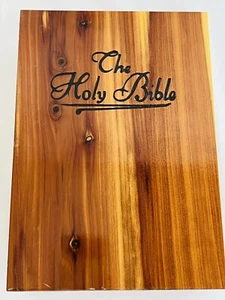 HOLY BIBLE--CATHOLIC EDITION, W/ CEDAR BOX--WHITE FAUX LEATHER, - Picture 1 of 6