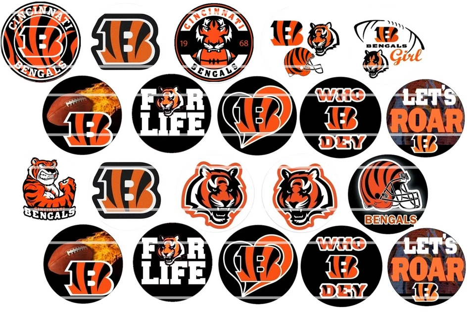 HHTDESIGNS Bottle Cap Images (25mm) 1" ~ Precut ~ Football Bengals Inspired