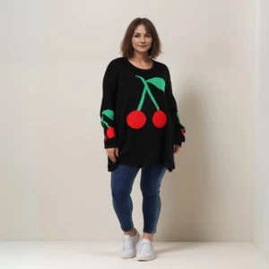 JERSEY CEREZA CUELLO EN V REDONDEADO MUJER ROCKTHOSECURVES - Imagen 1 de 9