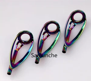 2Pcs Rainbow Ceramic Fishing Rod Tip Repair Kit Stainless Steel Rings Guide Tips - Picture 1 of 88