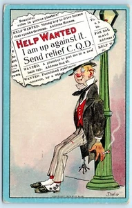 POSTKARTE Hilfe gesucht Ich bin dagegen Send Relief CQD Künstler signiert Dwig 1910 - Bild 1 von 2