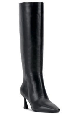 Vince Camuto Sutton Black Leather Knee High Pointed Toe Boot - Image 1 of 4