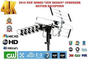 Outdoor HD TV Antenna Newest 2019 Model 200 Miles 360 Degree Rotation UHF/VHF/FM - Picture 1 of 40
