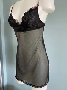 La Perla Studio NWOT Sheer Black Mesh Chemise Slip Dress Lingerie Lace Size 32  - Picture 1 of 7