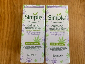 X2 SIMPLE Calming Moisturiser Skin Cream - 3% Organic Hemp Seed Oil 50ml DUO - Picture 1 of 7