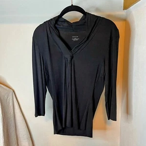 Grace Top Womens Large Black Collar Twist Knot Blouse - Stretch & Slimming - Picture 1 of 7