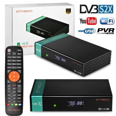 GTMEDIA V8X Satellite TV Receiver H.265 PVR Tuner Youtube DVB-S/S2/S2X Box SCART - Image 1 of 4