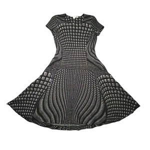 Vestido para mujer Diane Von Furstenberg 10 negro blanco lana psicodélica tejido adelgazante - Imagen 1 de 13