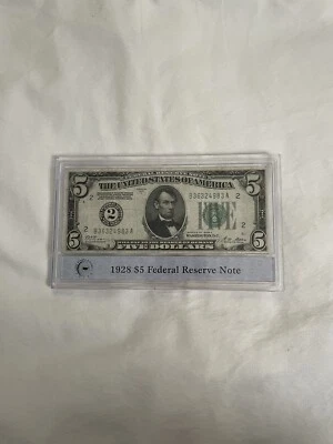 US 5 Dollar Note FRN 1928 Series A Green Stamp (2) PCS Certified - Image 1 of 2
