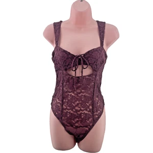 Free People Intimately Strike a Pose Bodysuit, Size S, Burgundy, RRP $78 - Picture 1 of 16