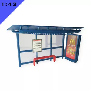 1x BUS STOP SHELTER stampato in 3D 1:43, O Modello Miniatura Payout Scenari Diorama - Foto 1 di 6