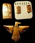 FIRST NATIONS Jewelry Haida Whale Fin, Earrings (clip on) Eagle Brooch