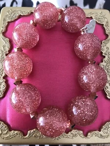 Luly Lu Armband "Desert Rose" Lucite Mauve Rosa Glitzer Kugel Swarovski Kristall - Bild 1 von 5