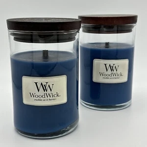 Woodwick Candle Lot Of 2 ~ Afternoon Rain ~ Crackling Wood Wick Medium 9.5 Oz