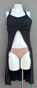 Split Open Front Kleid Tunika Top XL schwarz Criss Cross Spaghettiträger Balera - Bild 1 von 11