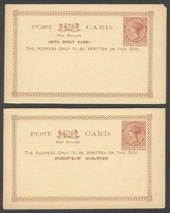 NEW ZEALAND 1886 1d. + 1d. QV POSTAL STATIONERY REPLY CARD (ID:30/D29129) - Picture 1 of 1