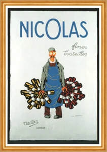 Nicolas botellas finas - Néctar repartidor impresión artística anuncio A2 107 enmarcado - Imagen 1 de 1