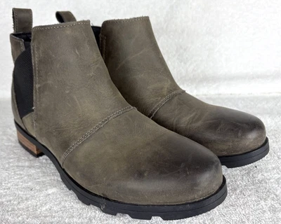 Sorel Emelie Chelsea Booties Taupe Leather Waterproof NL2671-053 Size 8 / 39 - Image 1 of 4