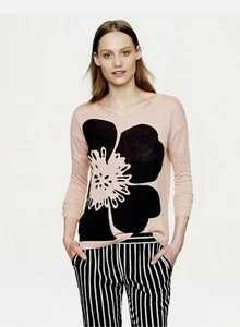 J.Crew 100% Linen abstract flower sweater, size L, color Pink, old collection - Picture 1 of 7