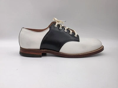 Zapatos de montar vintage de cuero blanco y negro 6,5 nuevos en caja como nuevos  Foto 1 de 4