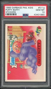 1988 Topps Garbage Pail Kids 13th Series #511a Puffy Buffy PSA 10 GEM MINT Os13 - Picture 1 of 3