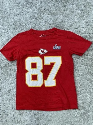 Camiseta de los Kansas City Chiefs Juvenil Mediana NFL Fútbol Super Bowl LVII Kelce Nike Foto 1 de 4