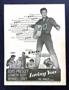 1957 Elvis Presley photo "Loving You" Musical Movie Release vintage print ad - Picture 1 of 1