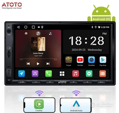 ATOTO A5L 7" Autoradio 2 DIN senza fili CarPlay & Android Auto Bluetooth Radio - Immagine 1 di 3