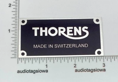 Thorens Made In Switzerland Custom Made Plinth Badge OVERSIZED Satin Silver - Image 1 of 4