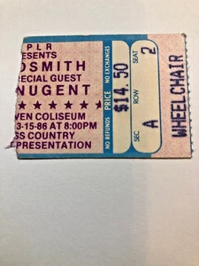 Talón de entradas para conciertos Aerosmith 1986 de colección New Haven CT. (asiento para silla de ruedas) - Imagen 1 de 2